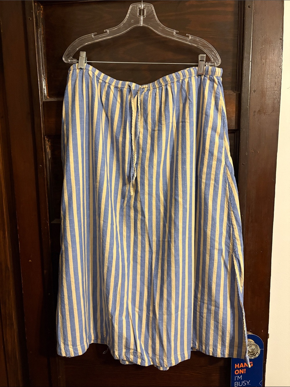 Universal Thread Blue and Cream Vertical-Stripe Maxi Skirt
